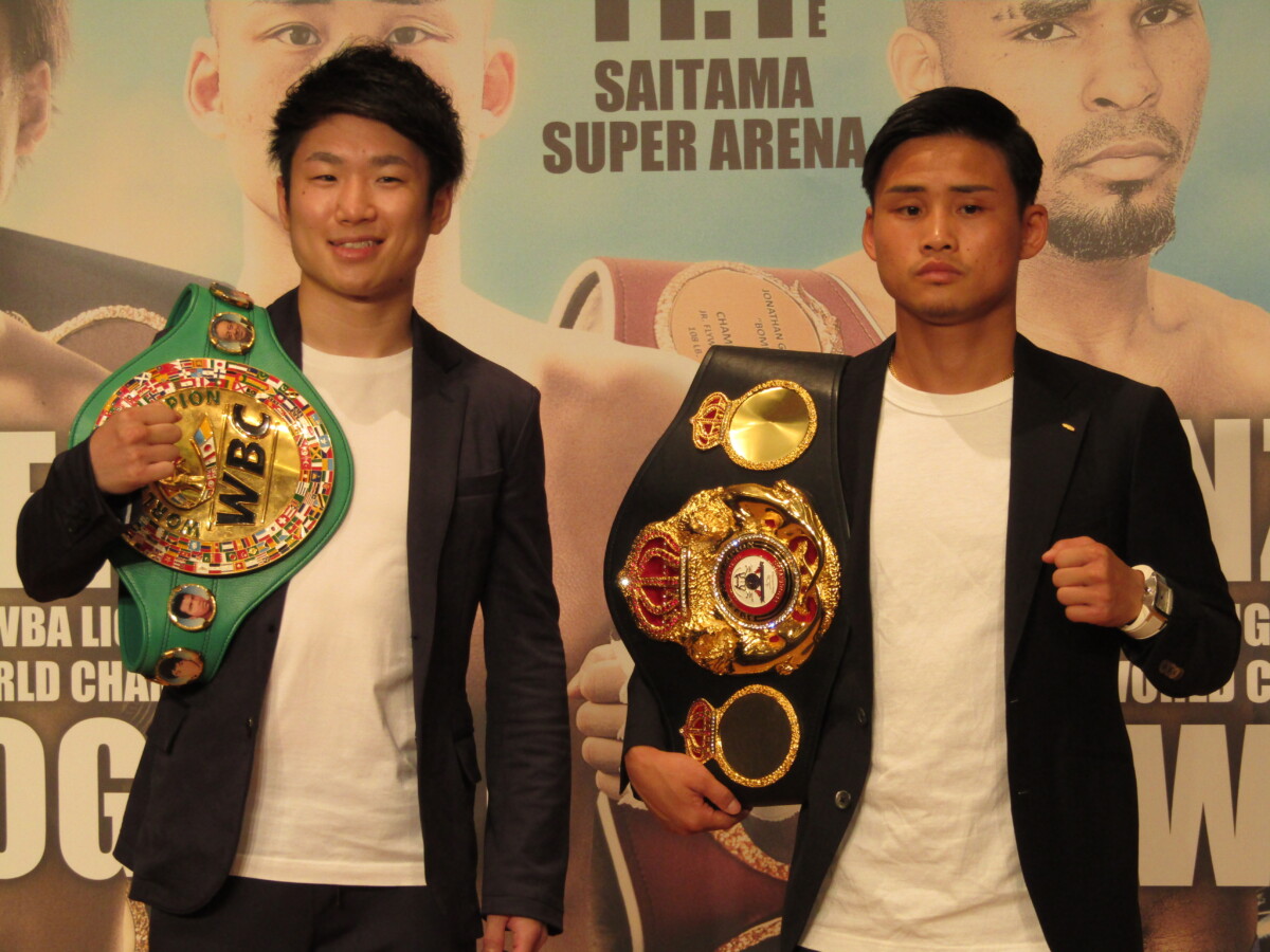 WBC世界ライトフライ級王者の寺地拳四朗（左）とWBA世界同級スーパー王者の京口紘人（右）の統一戦が決定。11月1日にさいたまスーパーアリーナのリングで拳を交える